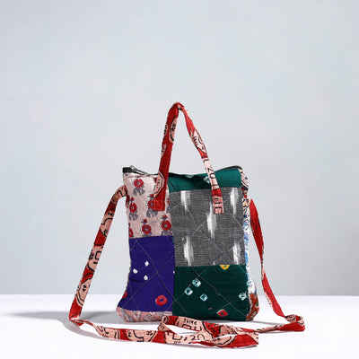 Multicolor Handmade Quilted Cotton Patchwork Sling Bag 16