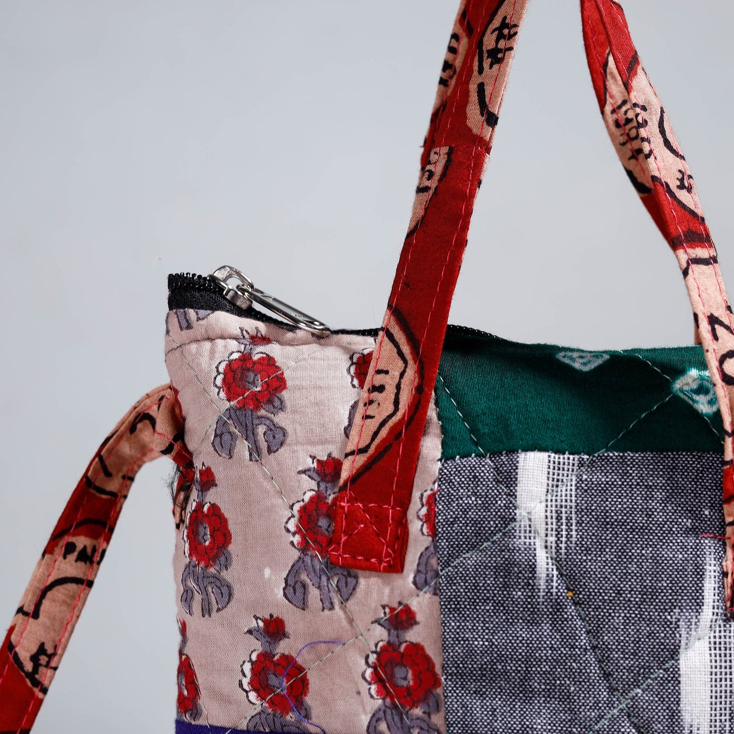 Multicolor Handmade Quilted Cotton Patchwork Sling Bag 16