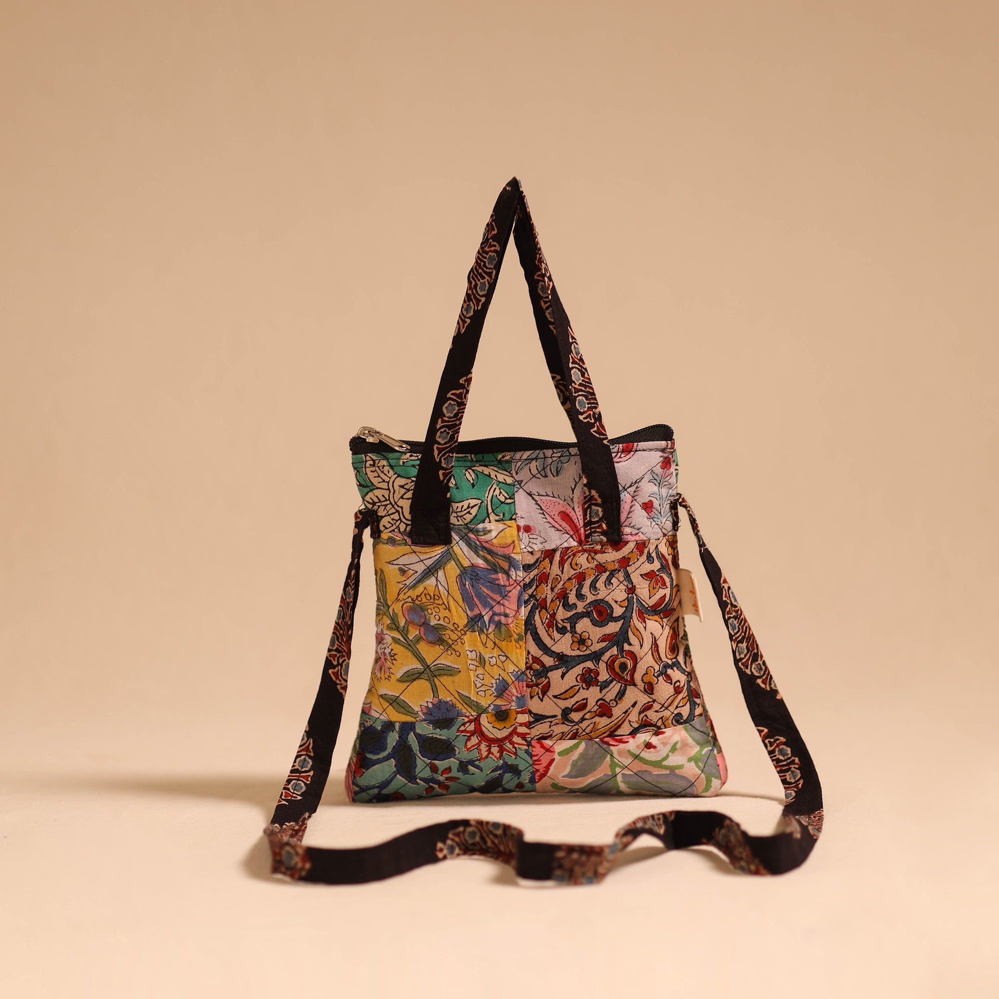 Multicolor - handmade quilted cotton patchwork sling bag 17