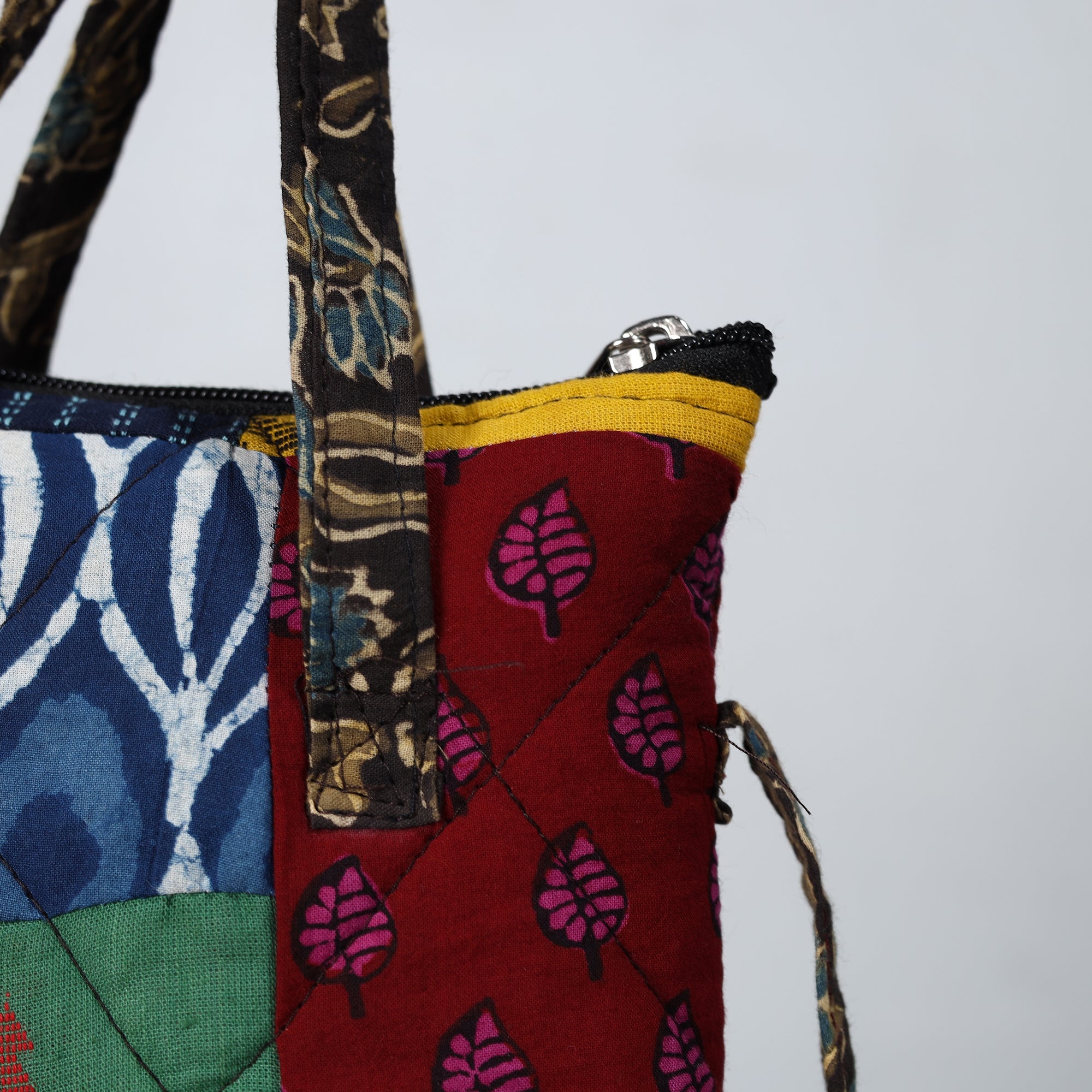 Multicolor Handmade Quilted Cotton Patchwork Sling Bag 17