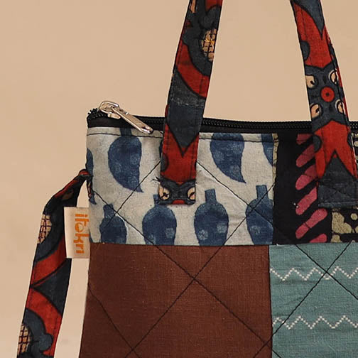 Multicolor - handmade quilted cotton patchwork sling bag 18