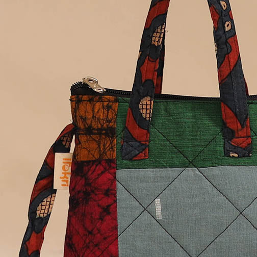 Multicolor - handmade quilted cotton patchwork sling bag 19