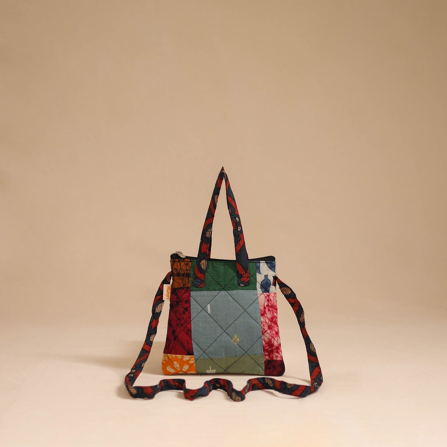Multicolor - handmade quilted cotton patchwork sling bag 19