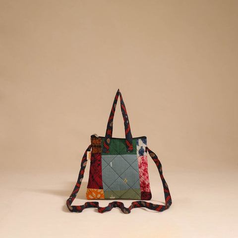 Multicolor - handmade quilted cotton patchwork sling bag 19