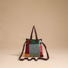 Multicolor - handmade quilted cotton patchwork sling bag 19