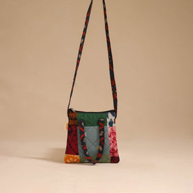 Multicolor - handmade quilted cotton patchwork sling bag 19
