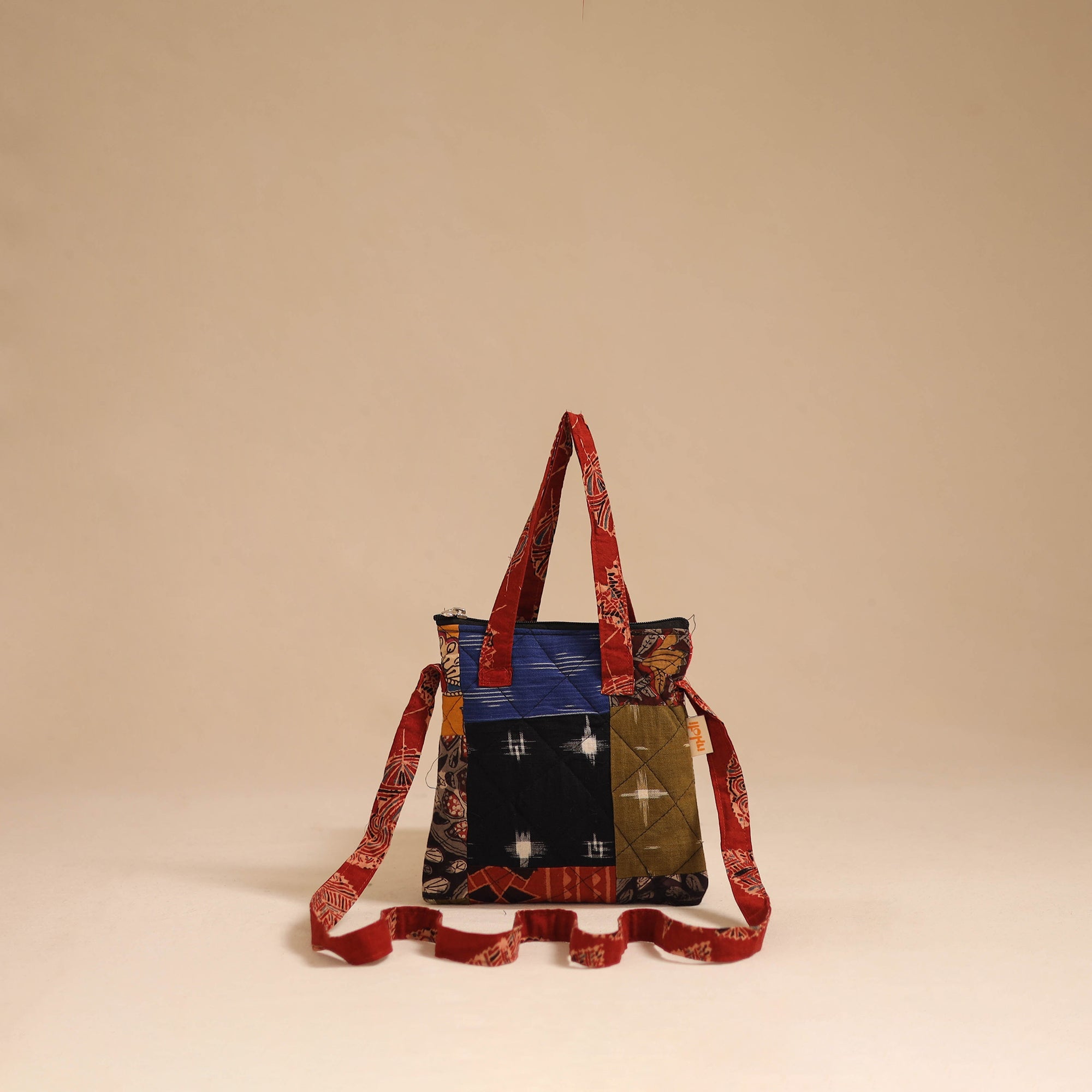 Multicolor - handmade quilted cotton patchwork sling bag 20