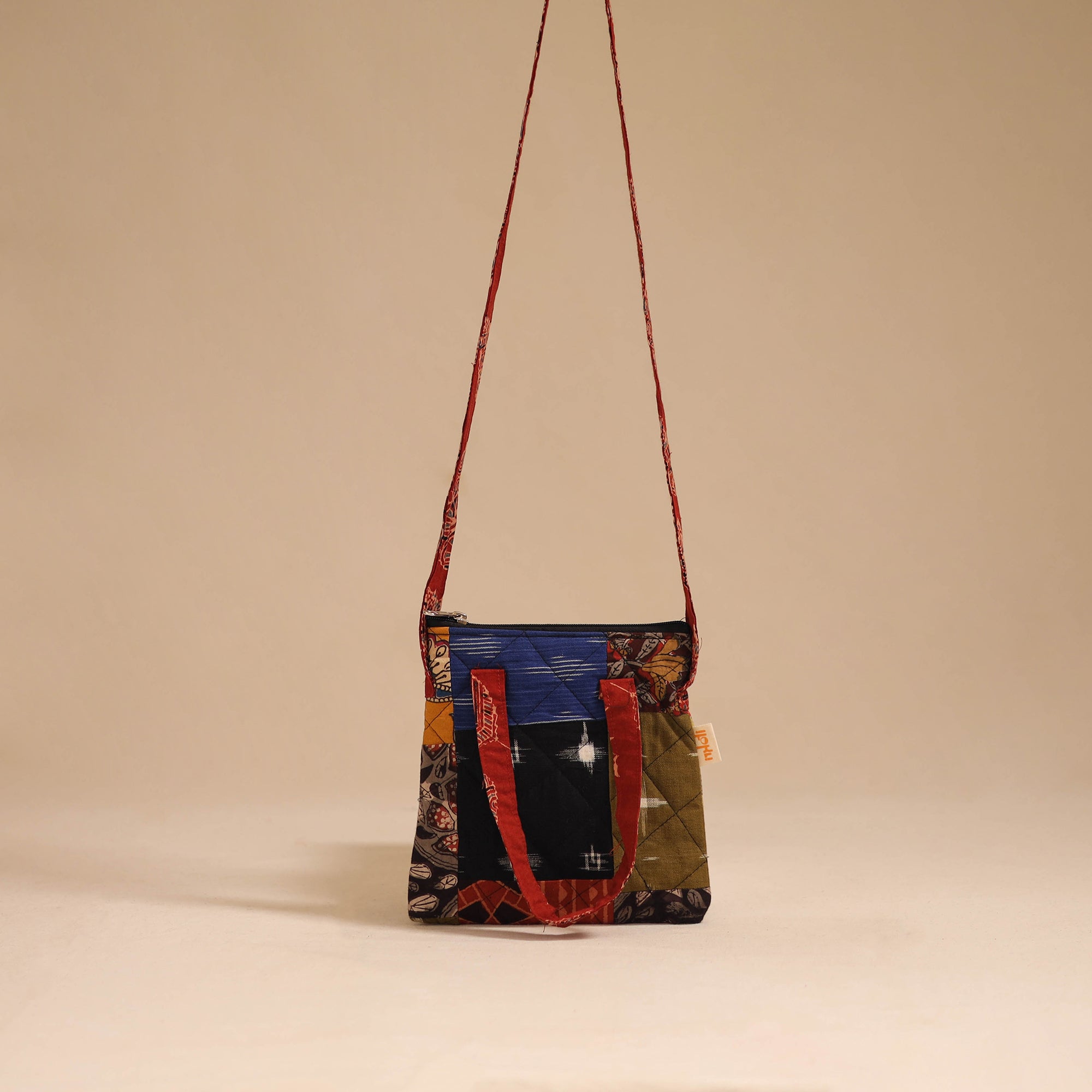 Multicolor - handmade quilted cotton patchwork sling bag 20