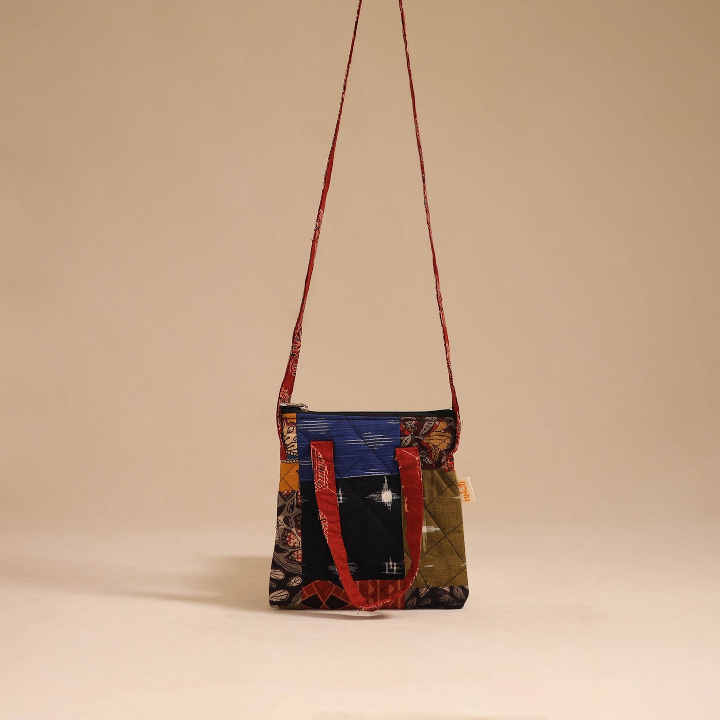 Multicolor - handmade quilted cotton patchwork sling bag 20