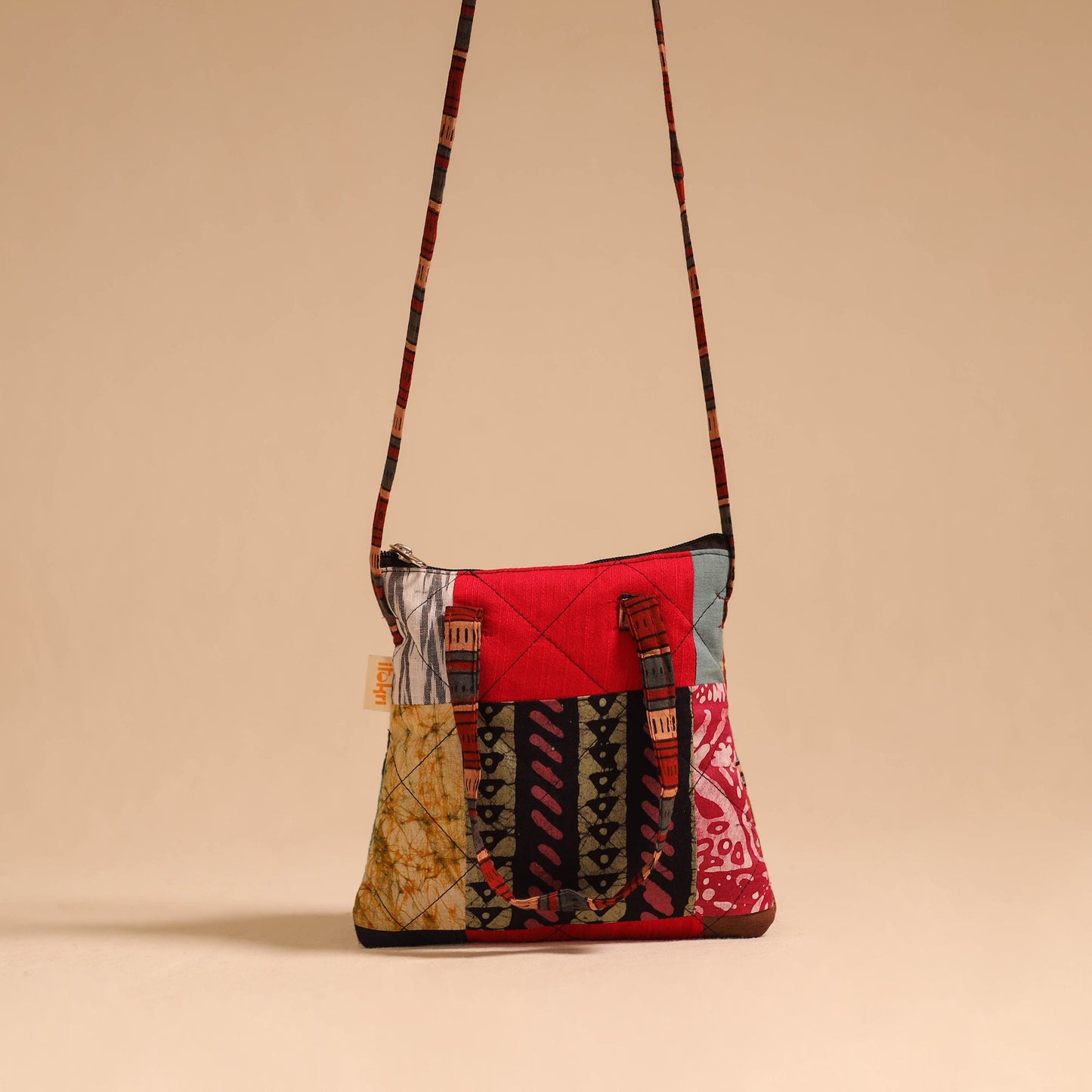 Multicolor - handmade quilted cotton patchwork sling bag 21