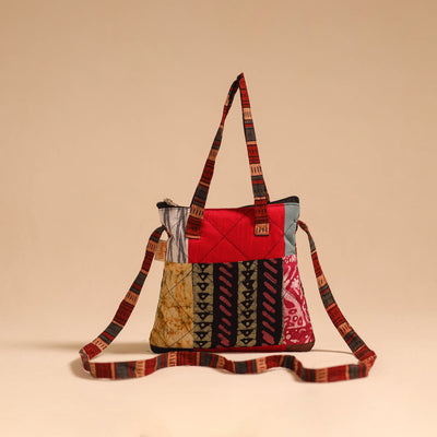 Multicolor - handmade quilted cotton patchwork sling bag 21
