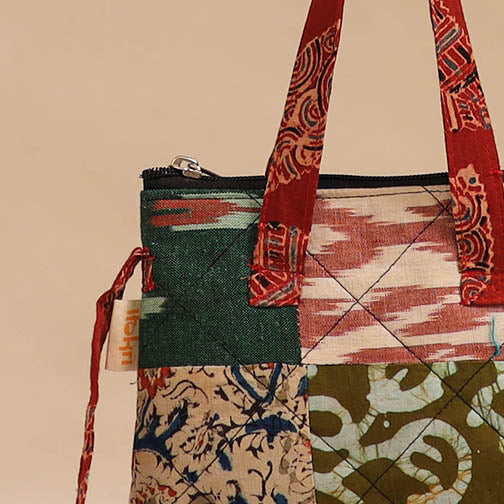 Multicolor - handmade quilted cotton patchwork sling bag 22