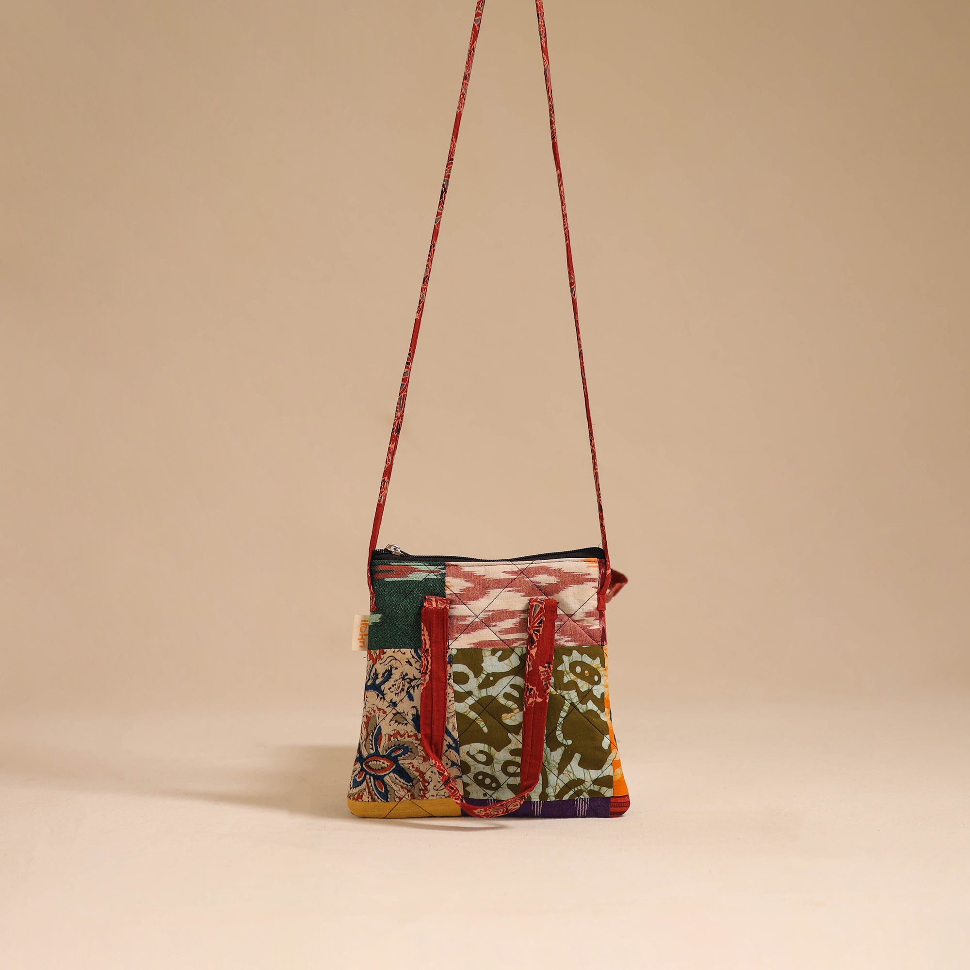 Multicolor - handmade quilted cotton patchwork sling bag 22