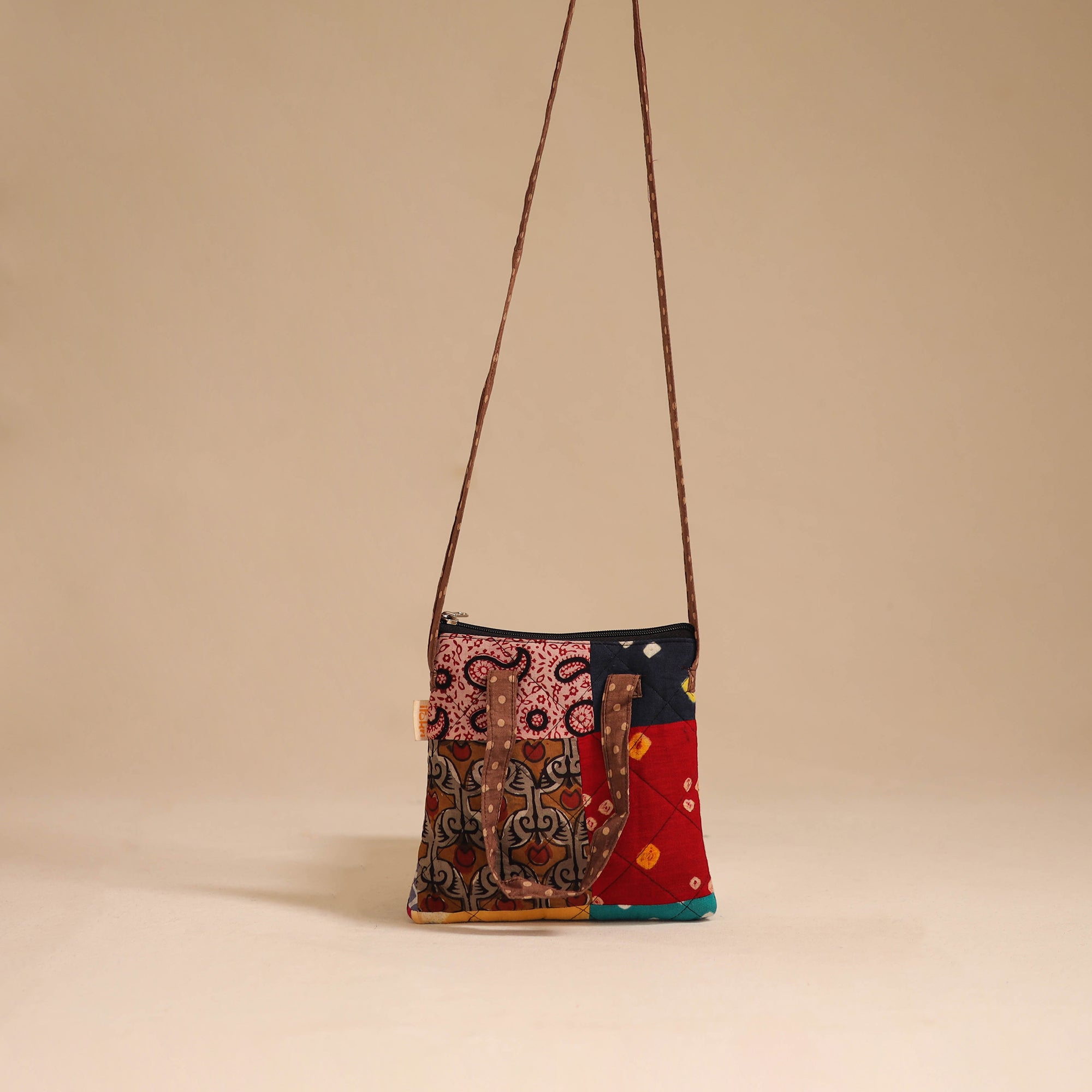 Multicolor - handmade quilted cotton patchwork sling bag 23