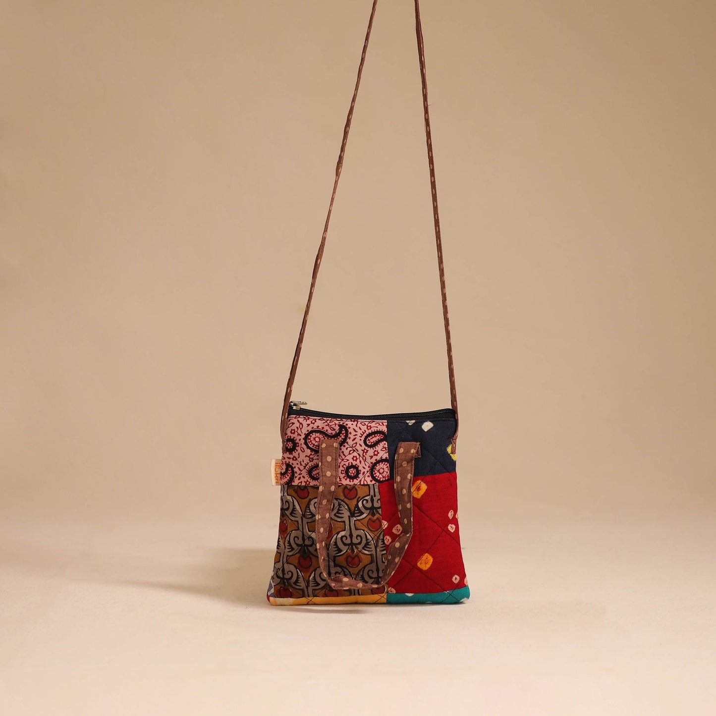 Multicolor - handmade quilted cotton patchwork sling bag 23