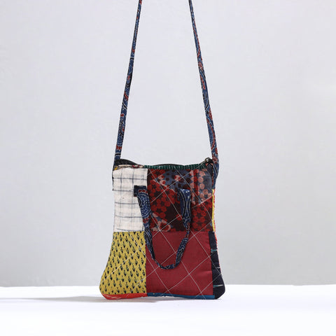 Multicolor Handmade Quilted Cotton Patchwork Sling Bag 24
