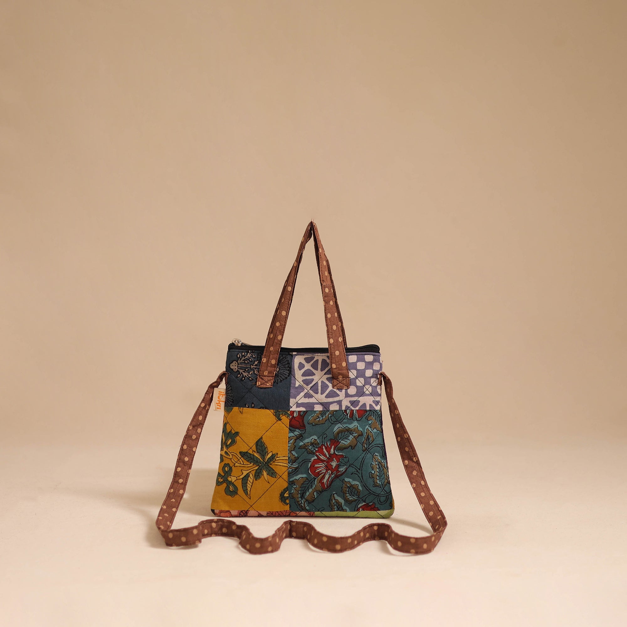Multicolor - handmade quilted cotton patchwork sling bag 24