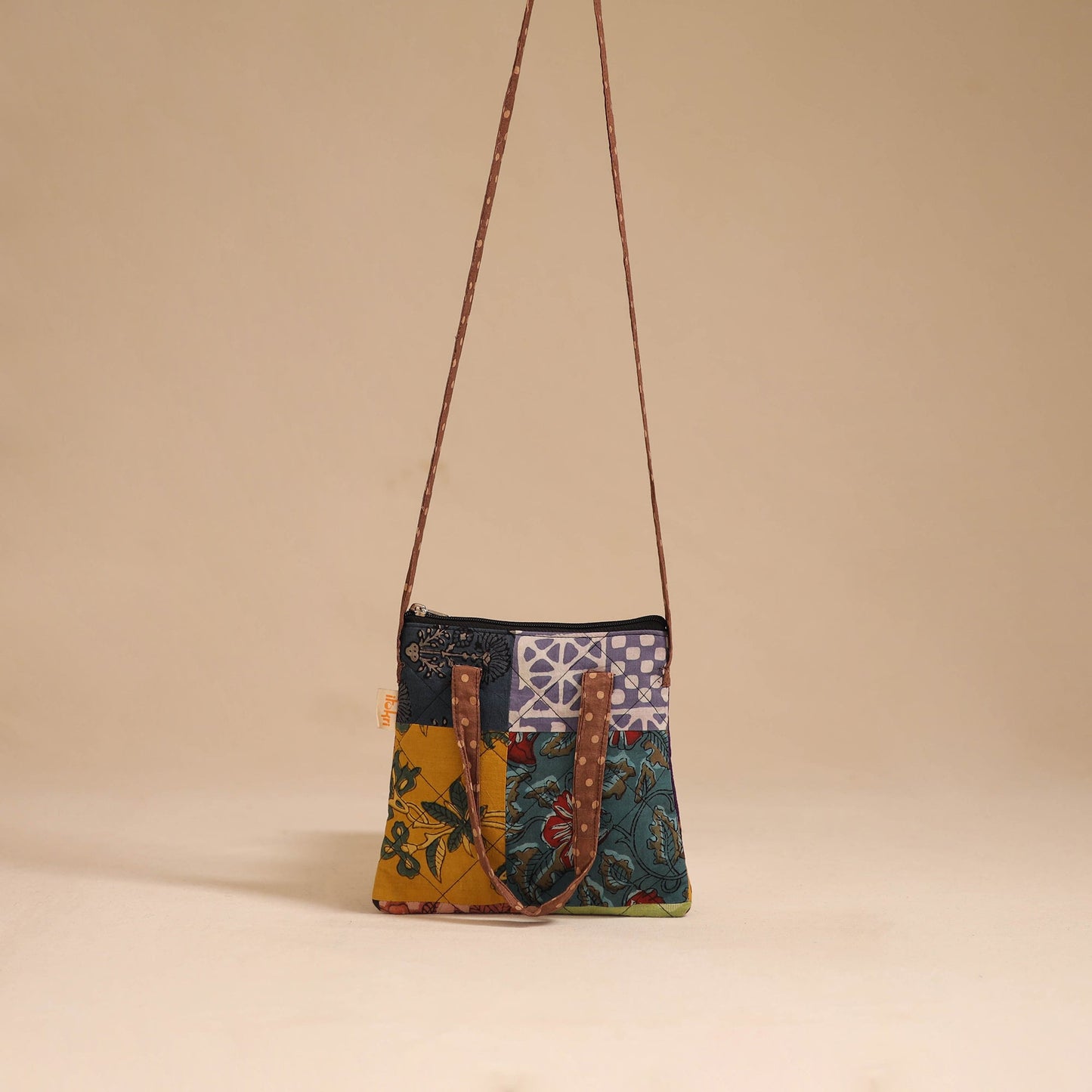 Multicolor - handmade quilted cotton patchwork sling bag 24