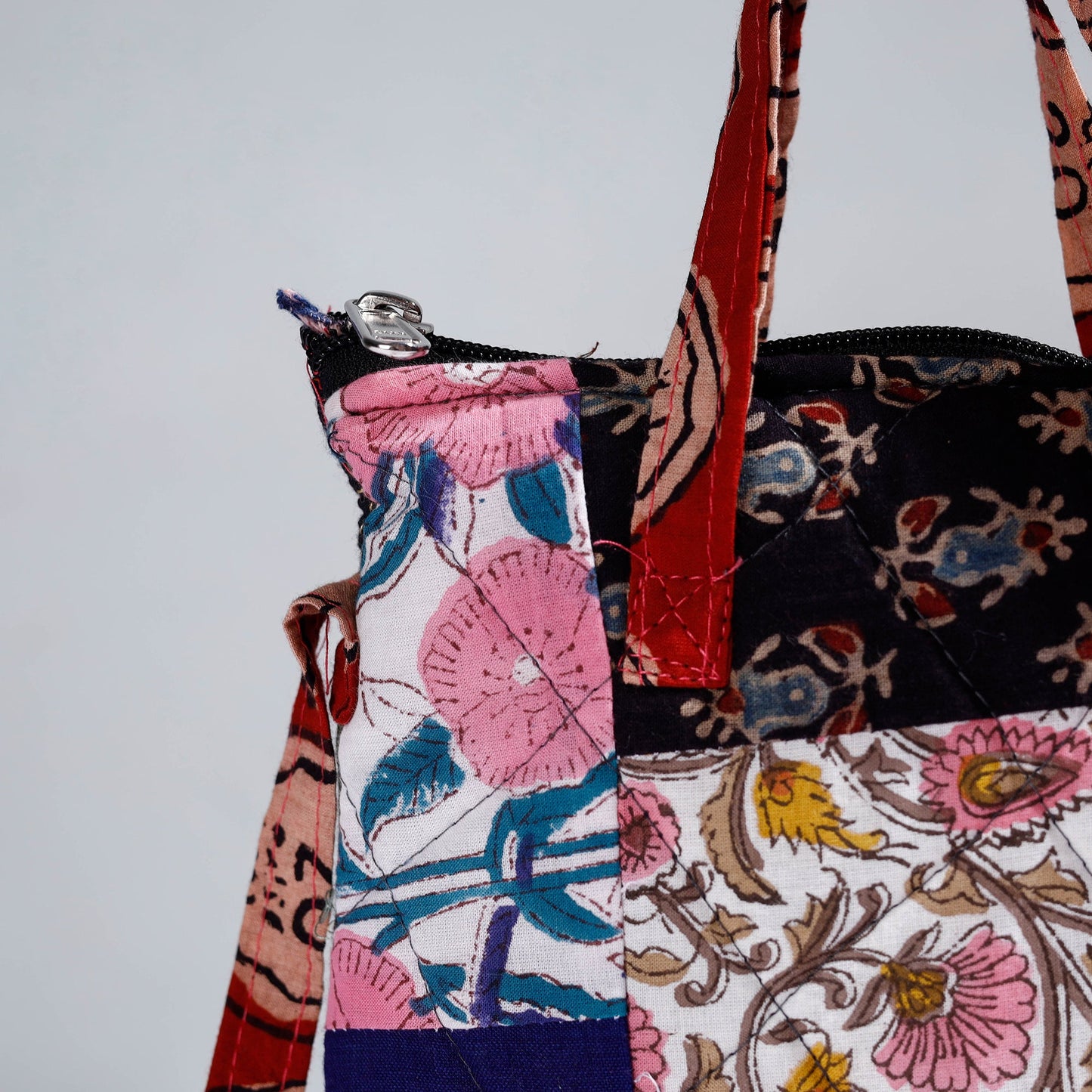 Multicolor Handmade Quilted Cotton Patchwork Sling Bag 25 