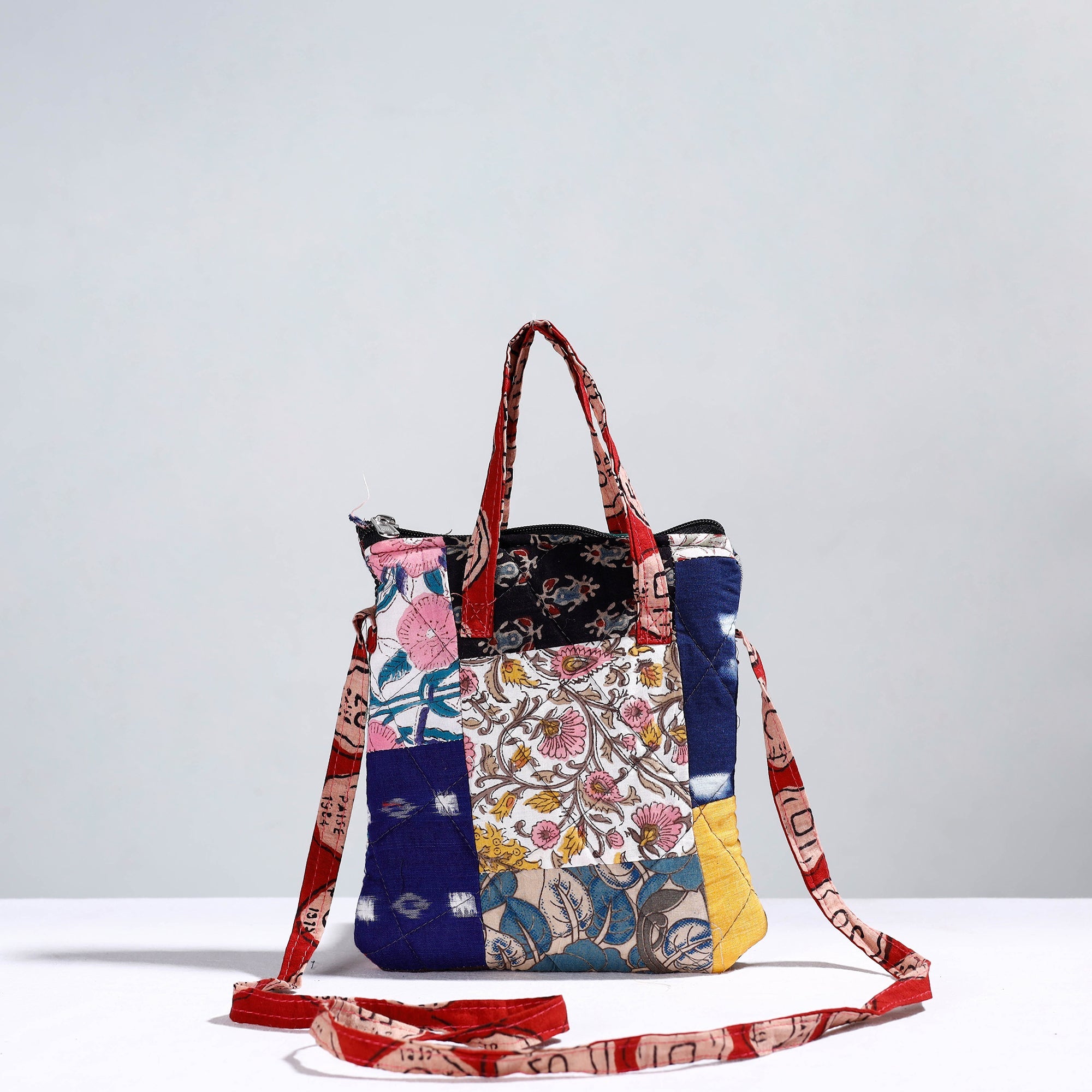 Multicolor Handmade Quilted Cotton Patchwork Sling Bag 25 