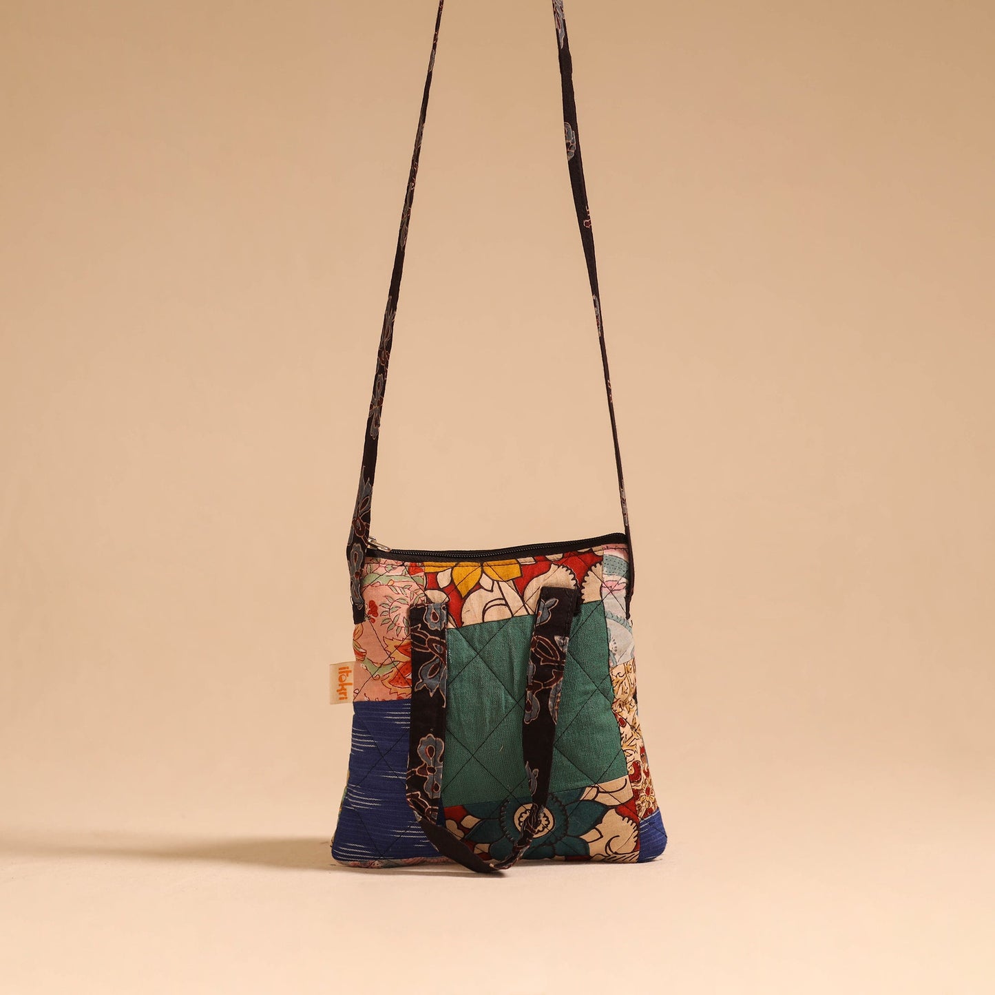 Multicolor - handmade quilted cotton patchwork sling bag 25