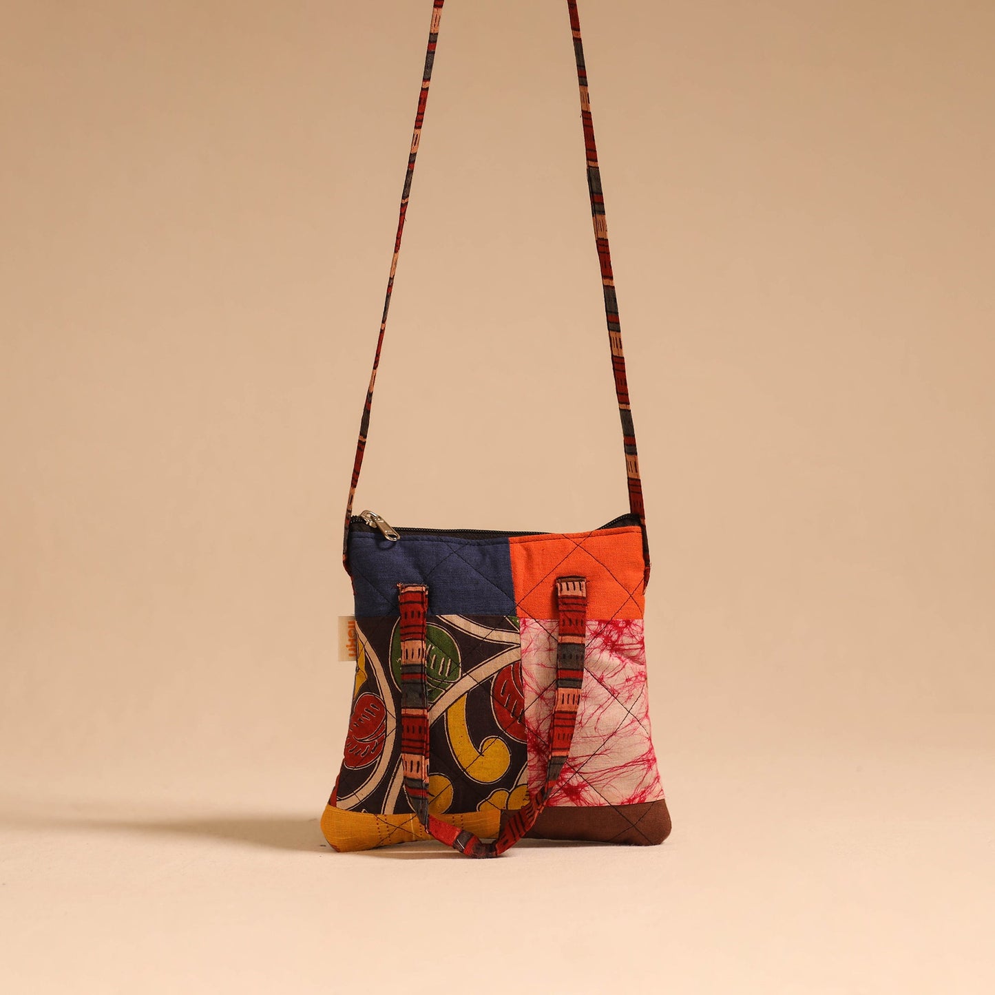 Multicolor - handmade quilted cotton patchwork sling bag 26