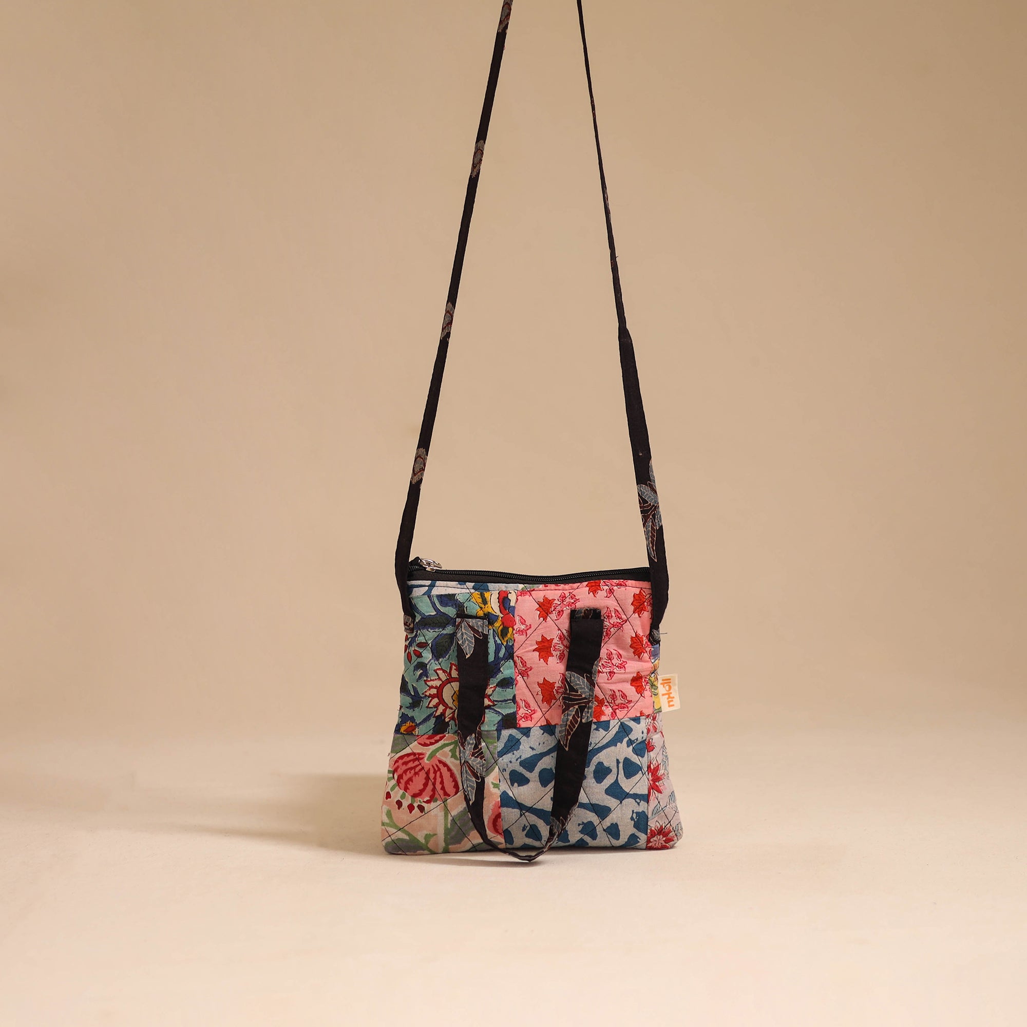 Multicolor - handmade quilted cotton patchwork sling bag 26