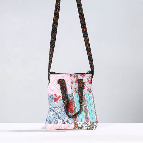 Multicolor Handmade Quilted Cotton Patchwork Sling Bag