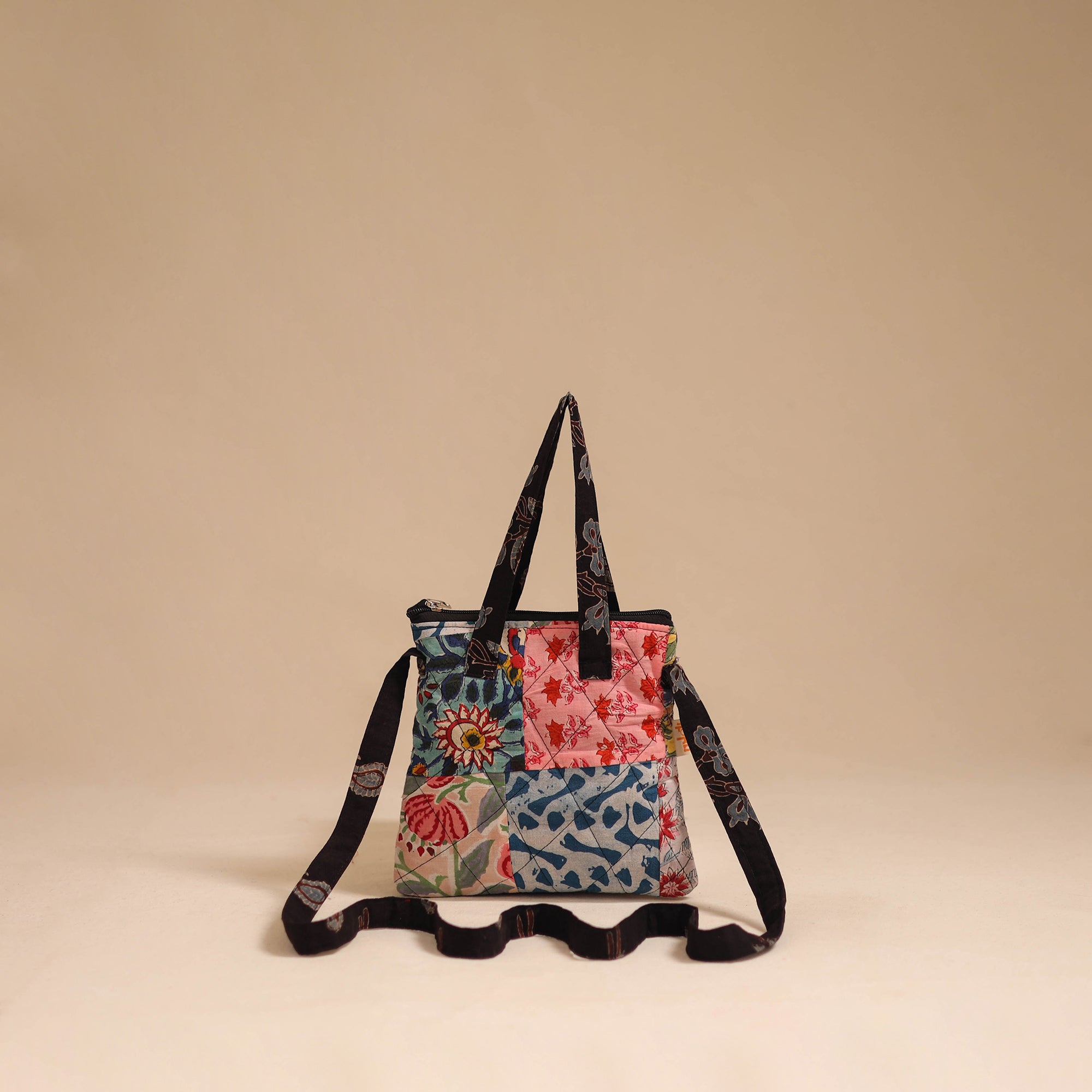Multicolor - handmade quilted cotton patchwork sling bag 26