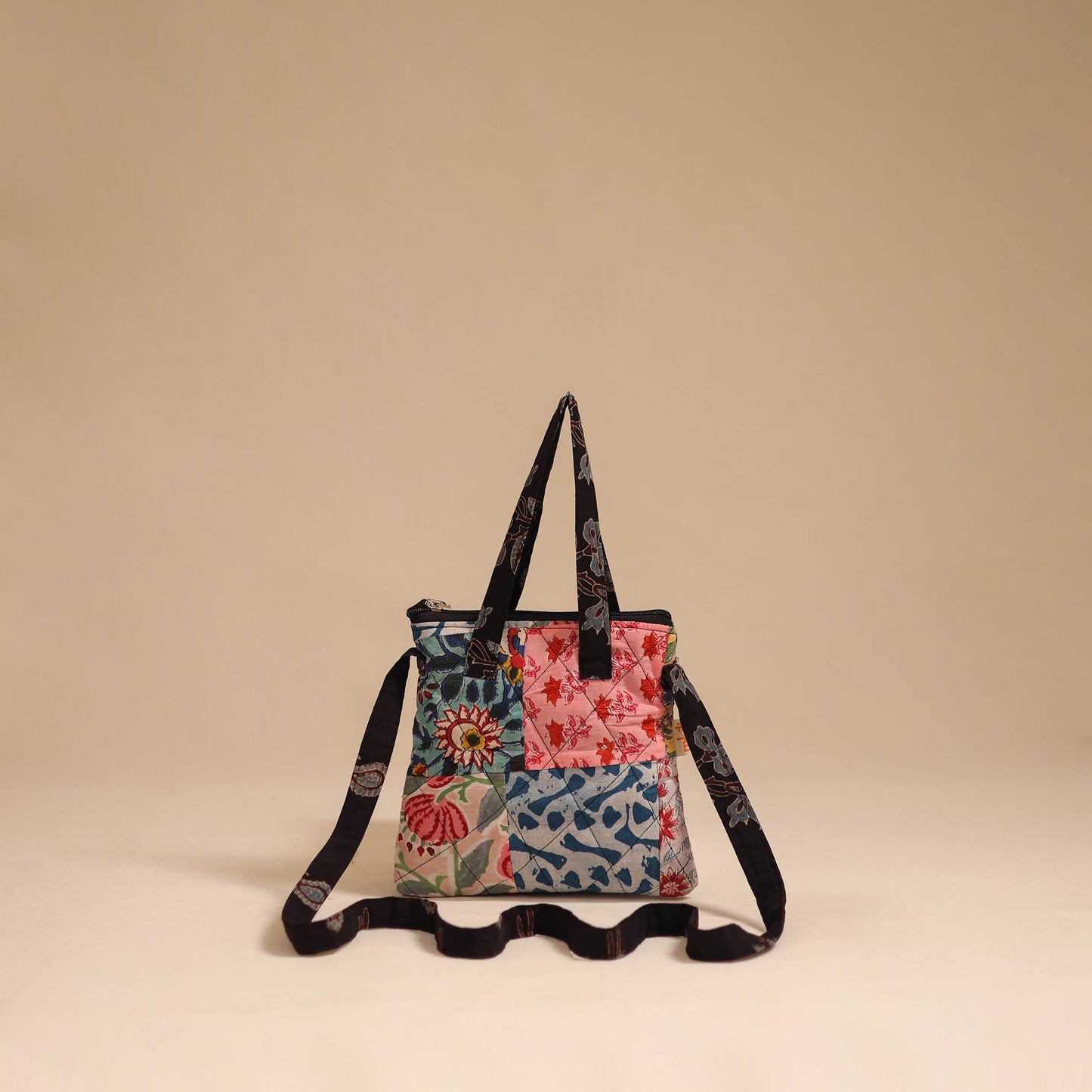 Multicolor - handmade quilted cotton patchwork sling bag 26