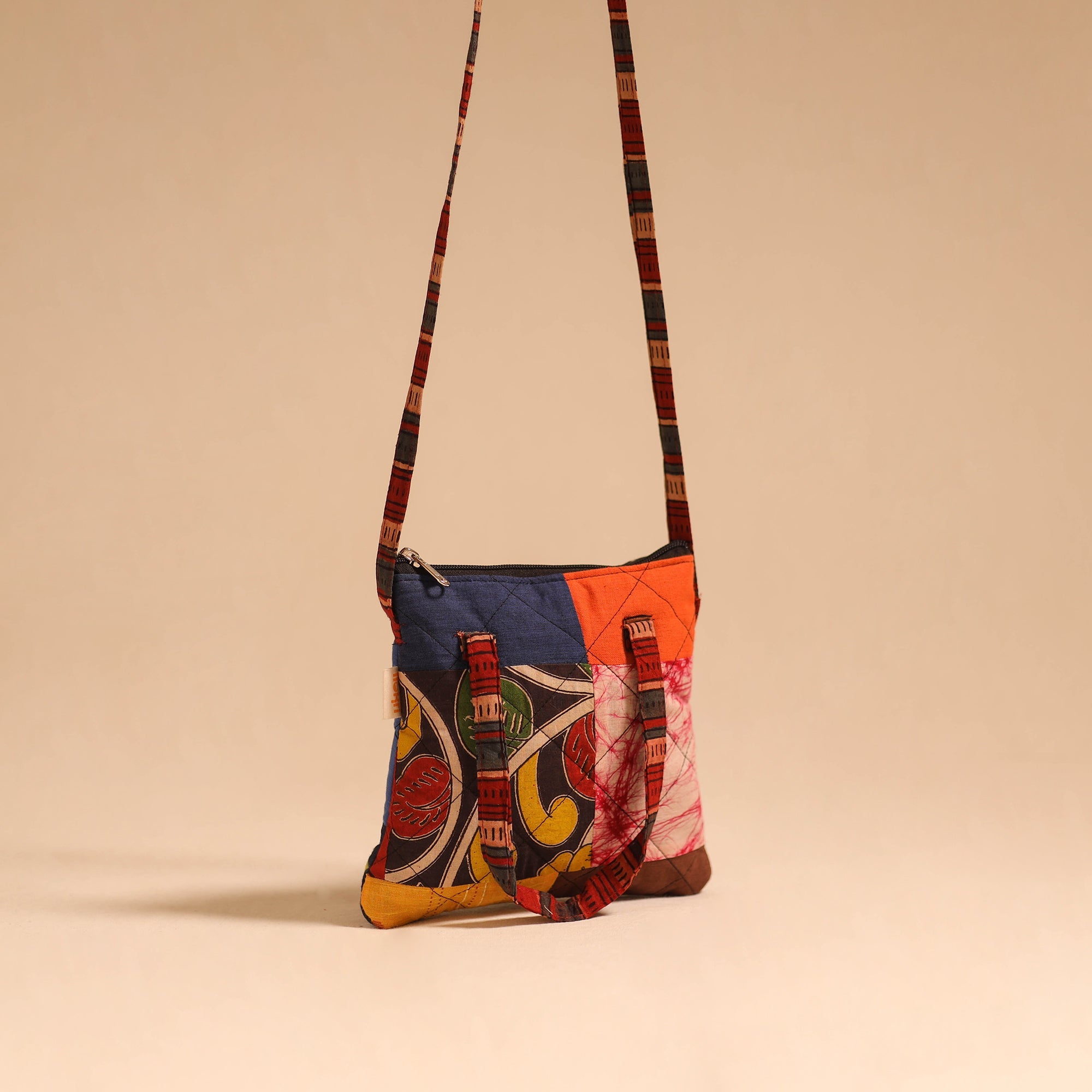 Multicolor - handmade quilted cotton patchwork sling bag 26