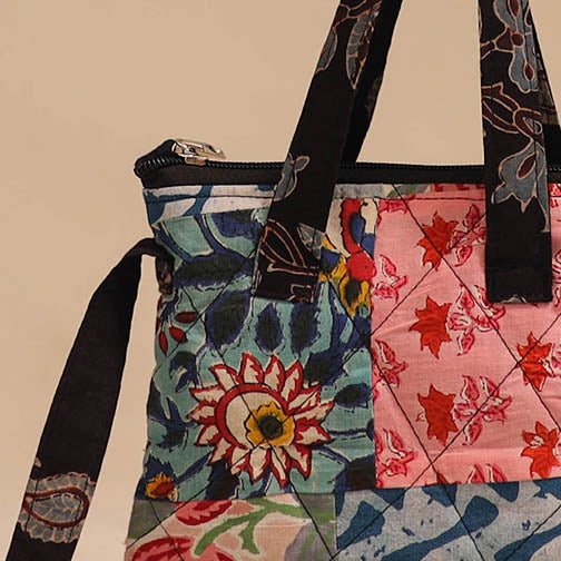 Multicolor - handmade quilted cotton patchwork sling bag 26