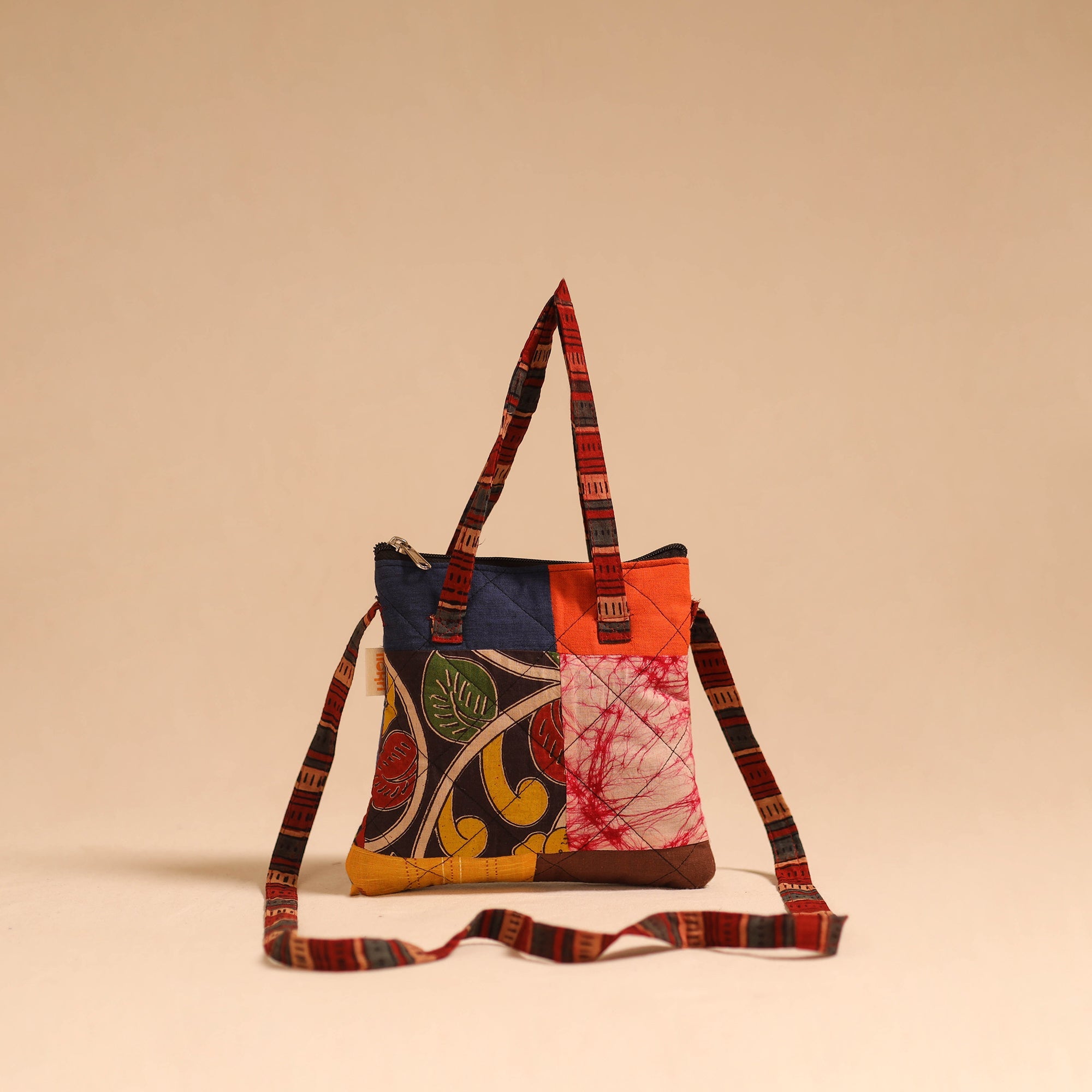 Multicolor - handmade quilted cotton patchwork sling bag 26