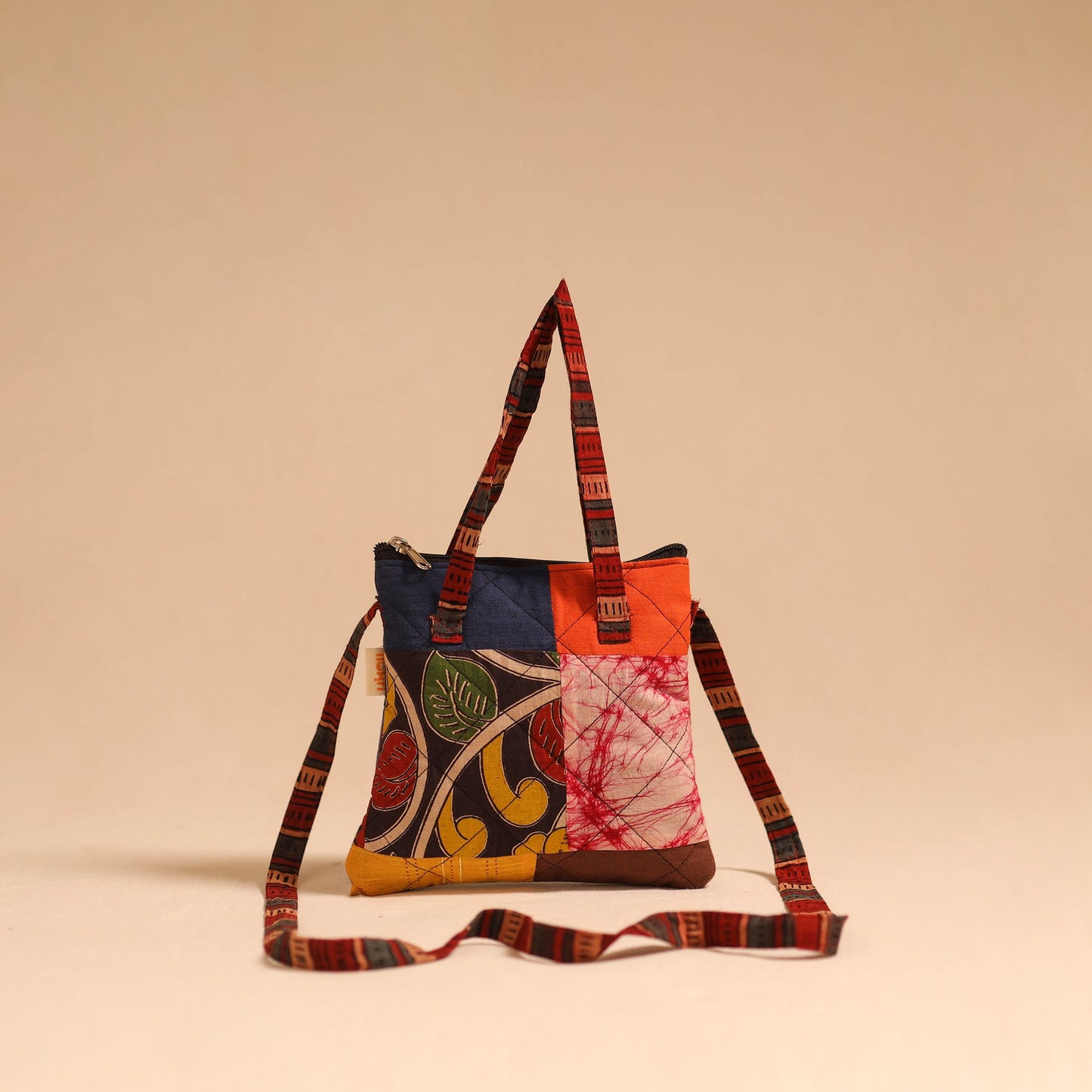 Multicolor - handmade quilted cotton patchwork sling bag 26