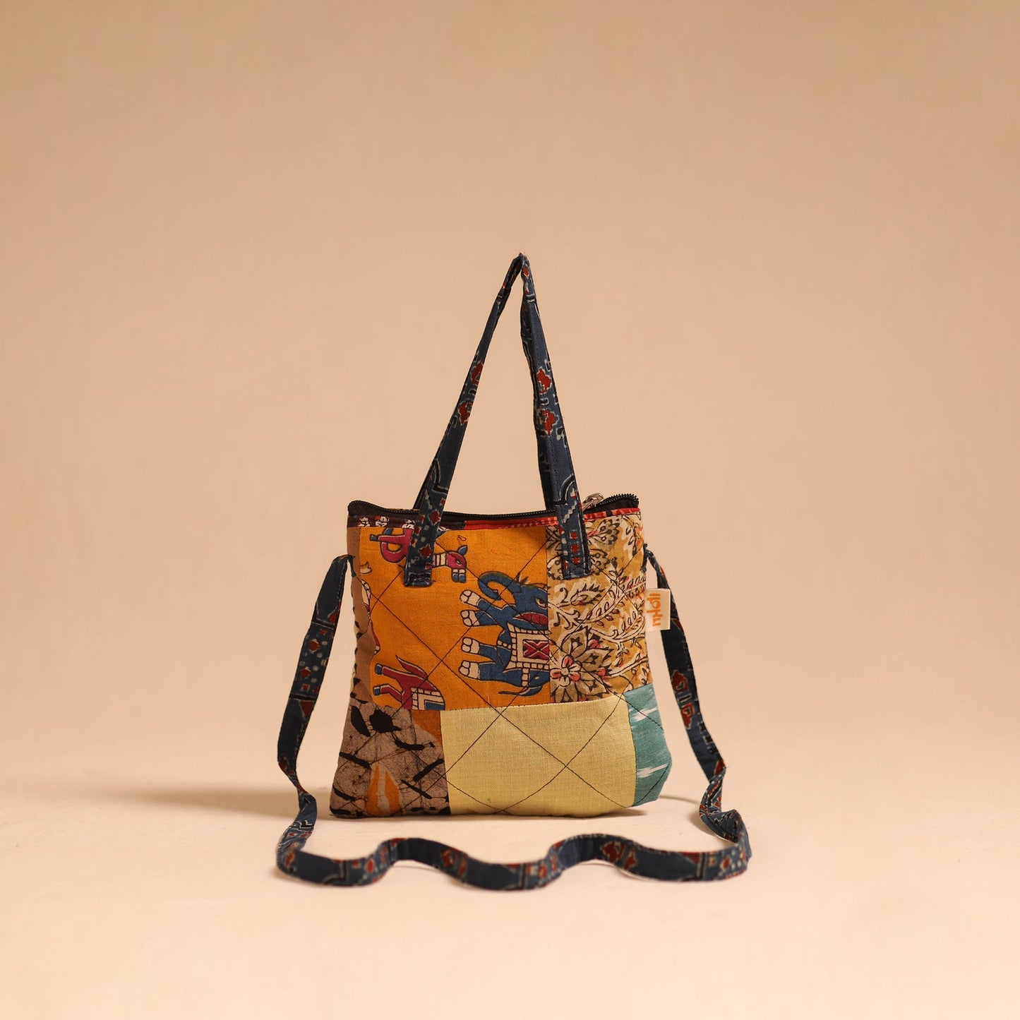 Multicolor - handmade quilted cotton patchwork sling bag 27