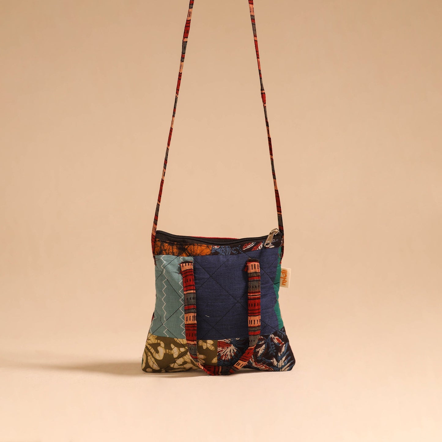 Multicolor - handmade quilted cotton patchwork sling bag 28