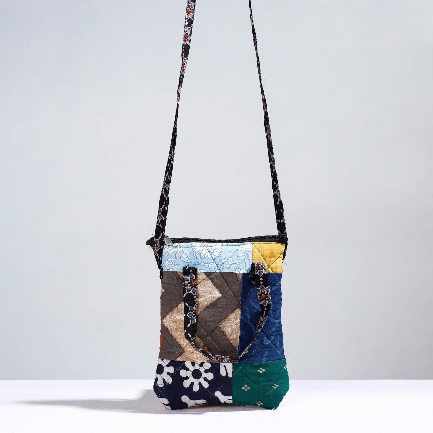 Multicolor Handmade Quilted Cotton Patchwork Sling Bag 28