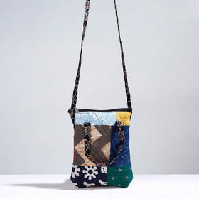 Multicolor Handmade Quilted Cotton Patchwork Sling Bag 28