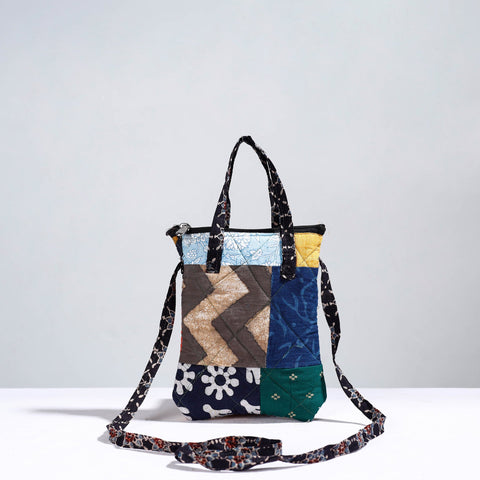 Multicolor Handmade Quilted Cotton Patchwork Sling Bag 28