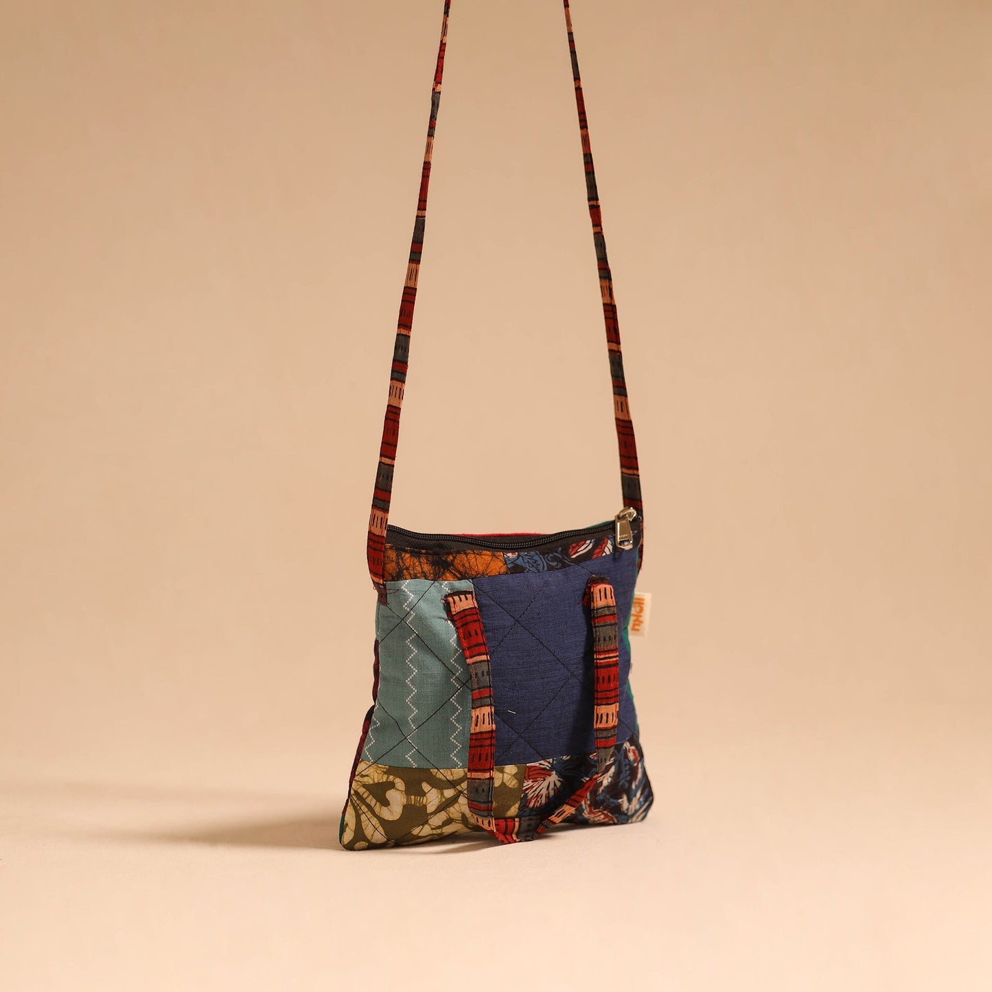 Multicolor - handmade quilted cotton patchwork sling bag 28