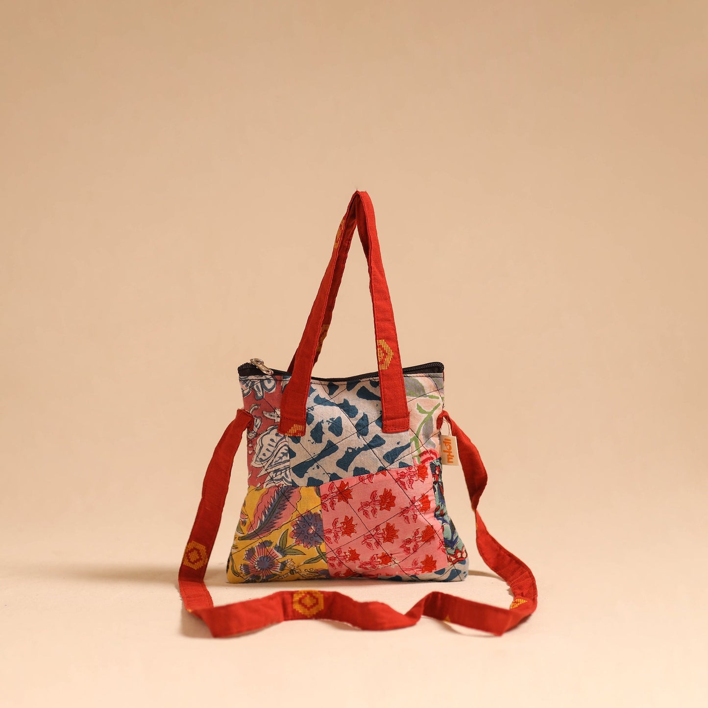 Multicolor - handmade quilted cotton patchwork sling bag 29