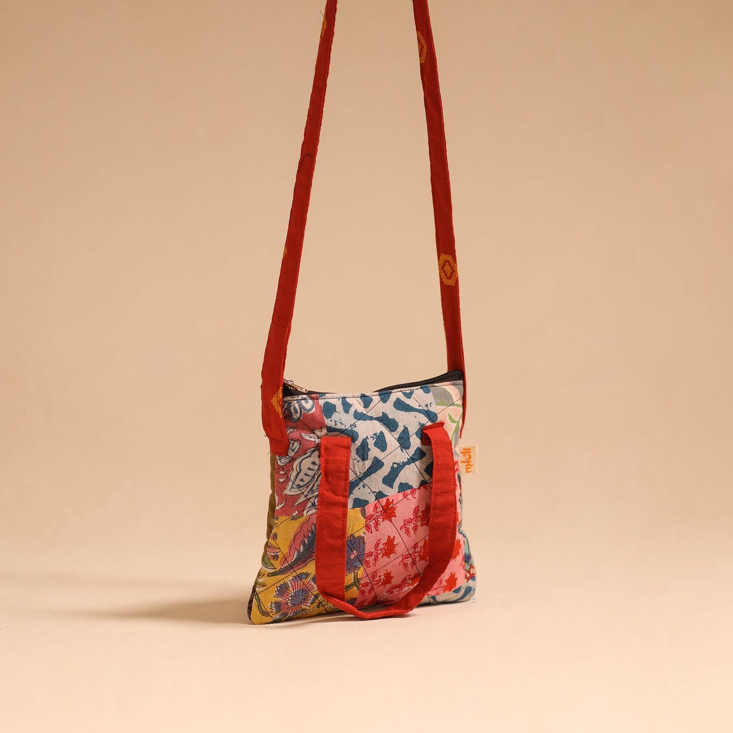 Multicolor - handmade quilted cotton patchwork sling bag 29