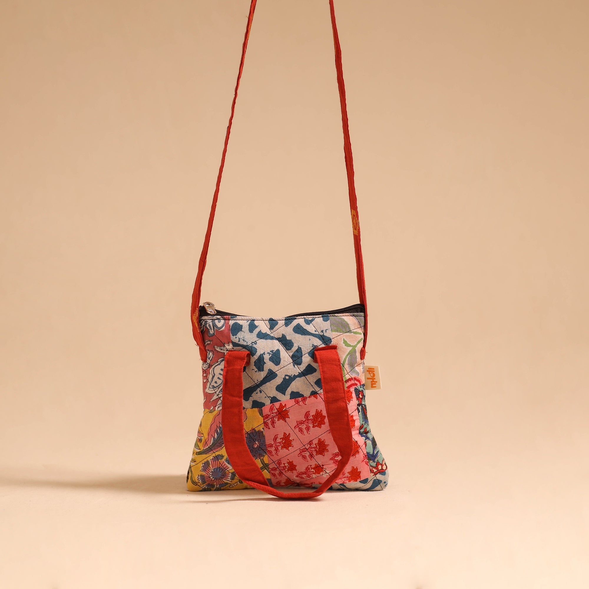 Multicolor - handmade quilted cotton patchwork sling bag 29