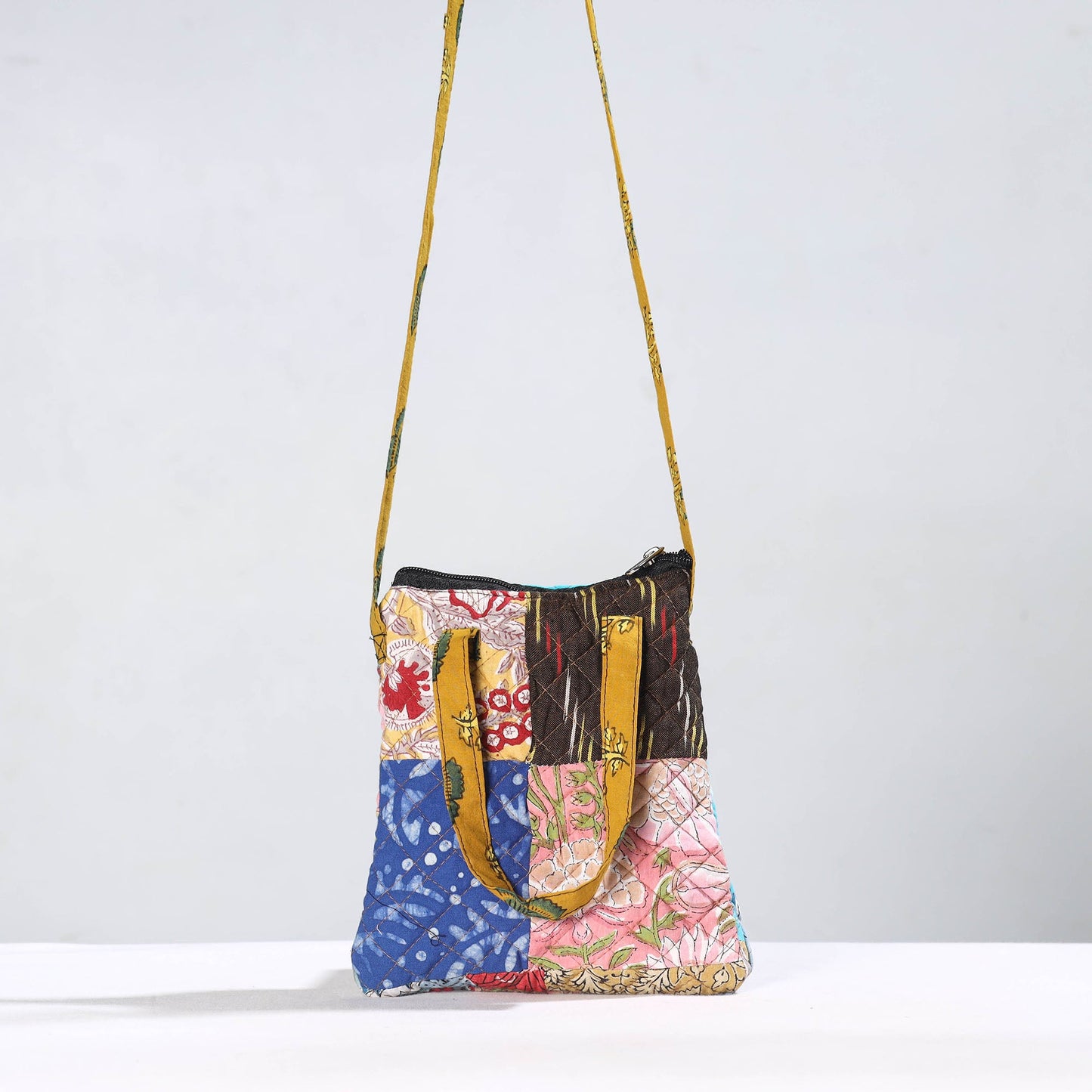 Multicolor Handmade Quilted Cotton Patchwork Sling Bag