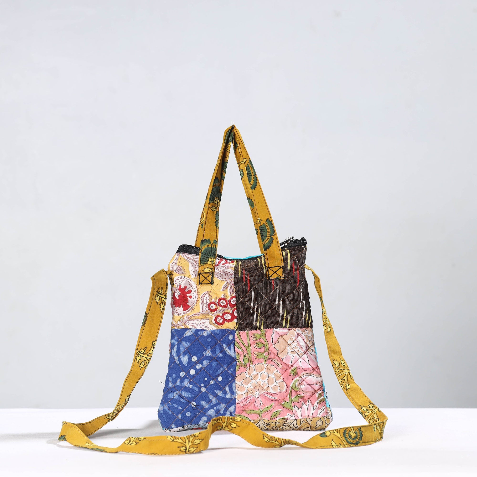 Multicolor Handmade Quilted Cotton Patchwork Sling Bag