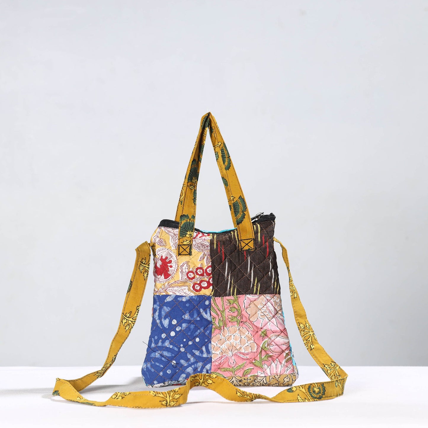 Multicolor Handmade Quilted Cotton Patchwork Sling Bag