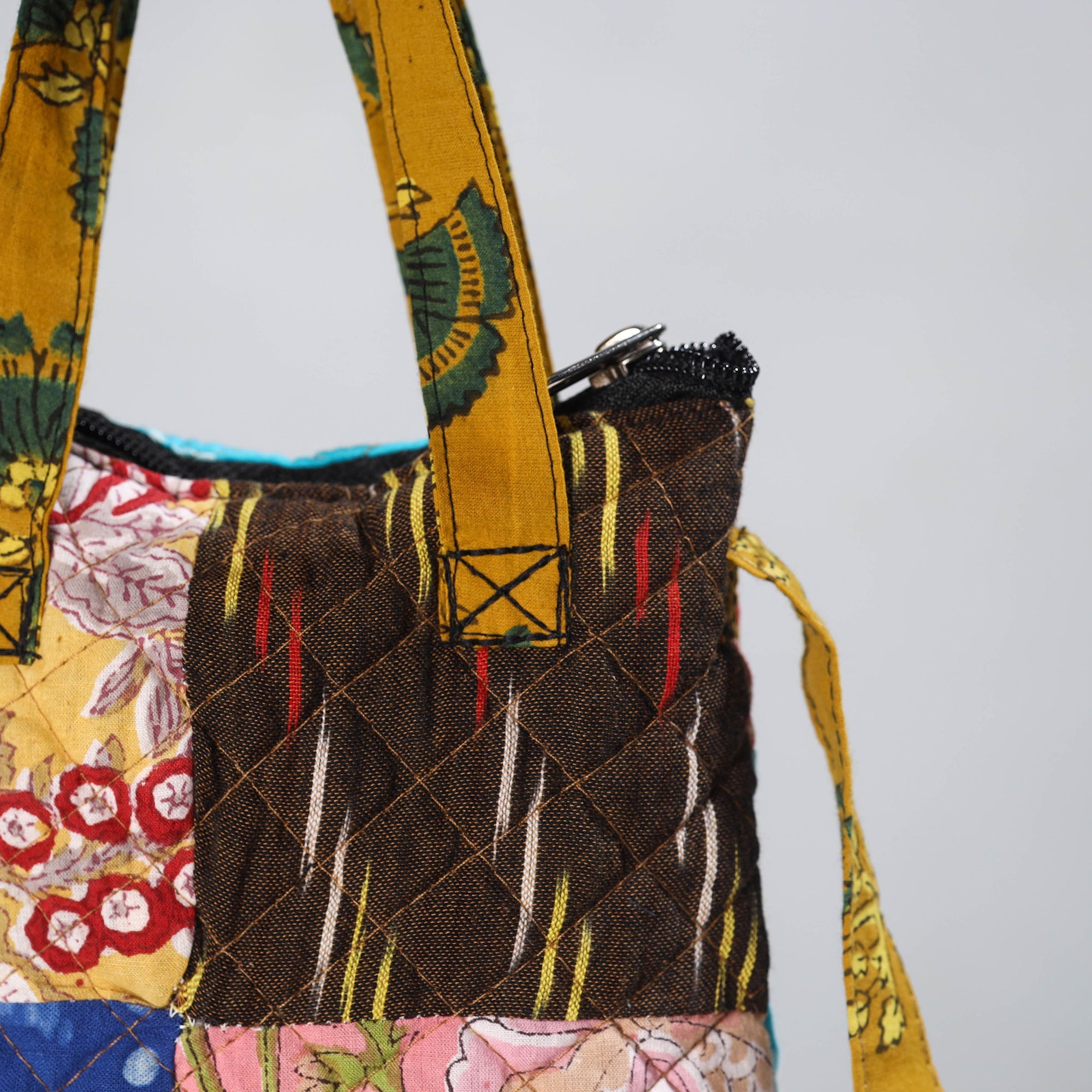 Multicolor Handmade Quilted Cotton Patchwork Sling Bag
