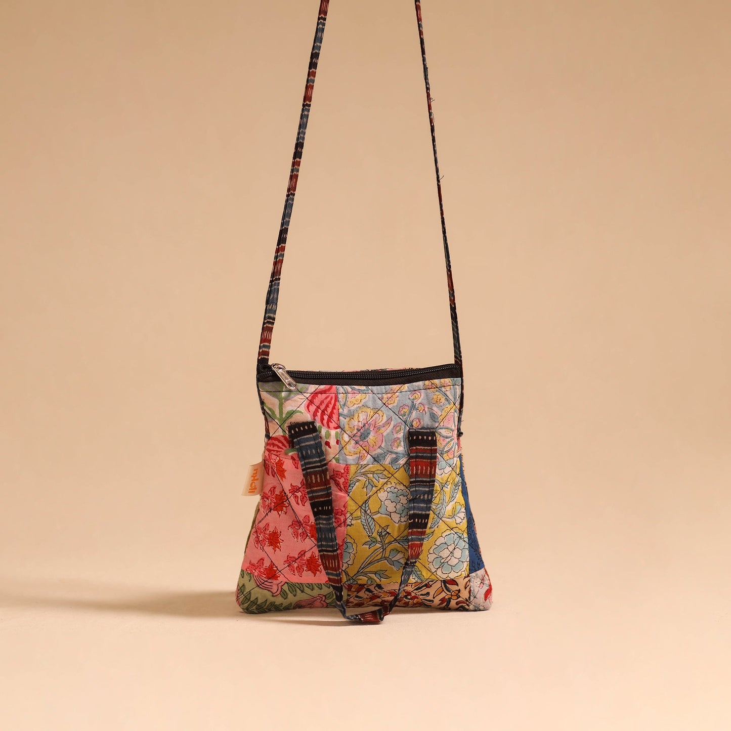 Multicolor - handmade quilted cotton patchwork sling bag 32