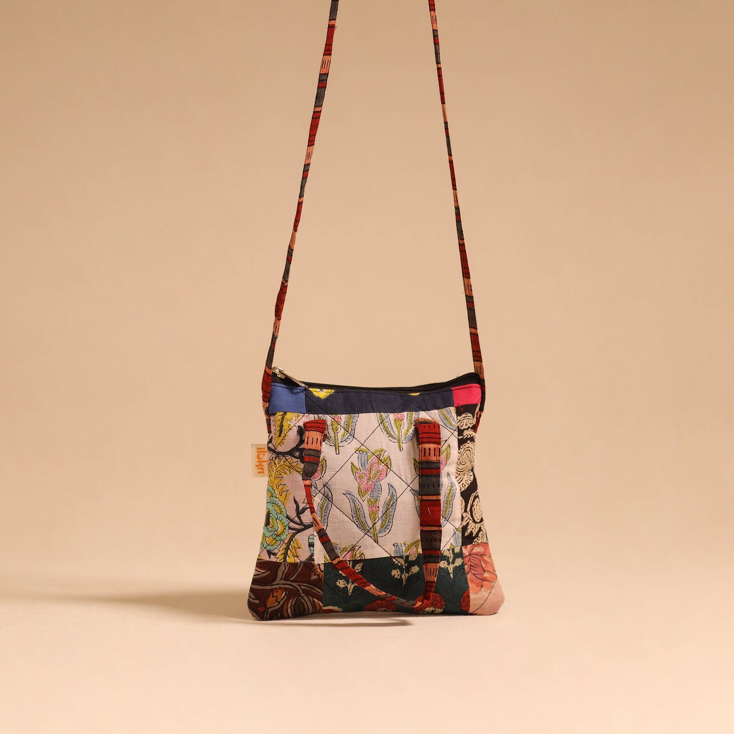 Multicolor - handmade quilted cotton patchwork sling bag 34