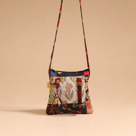 Multicolor - handmade quilted cotton patchwork sling bag 34